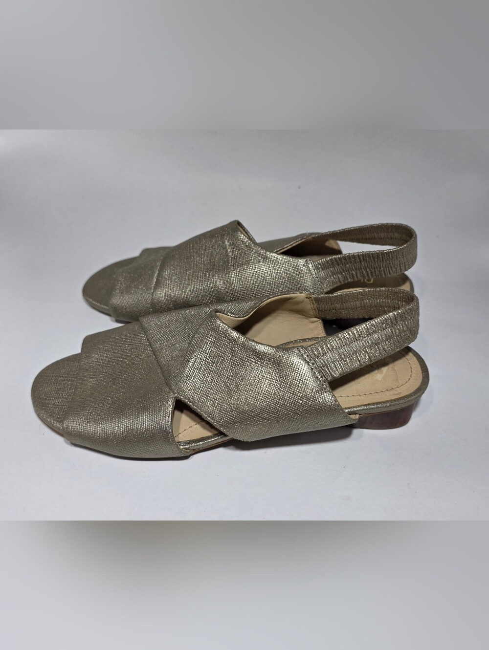 Nurture Women's Slingback Sandals Size 6 Metallic Taupe Comfort Open Toe Flats